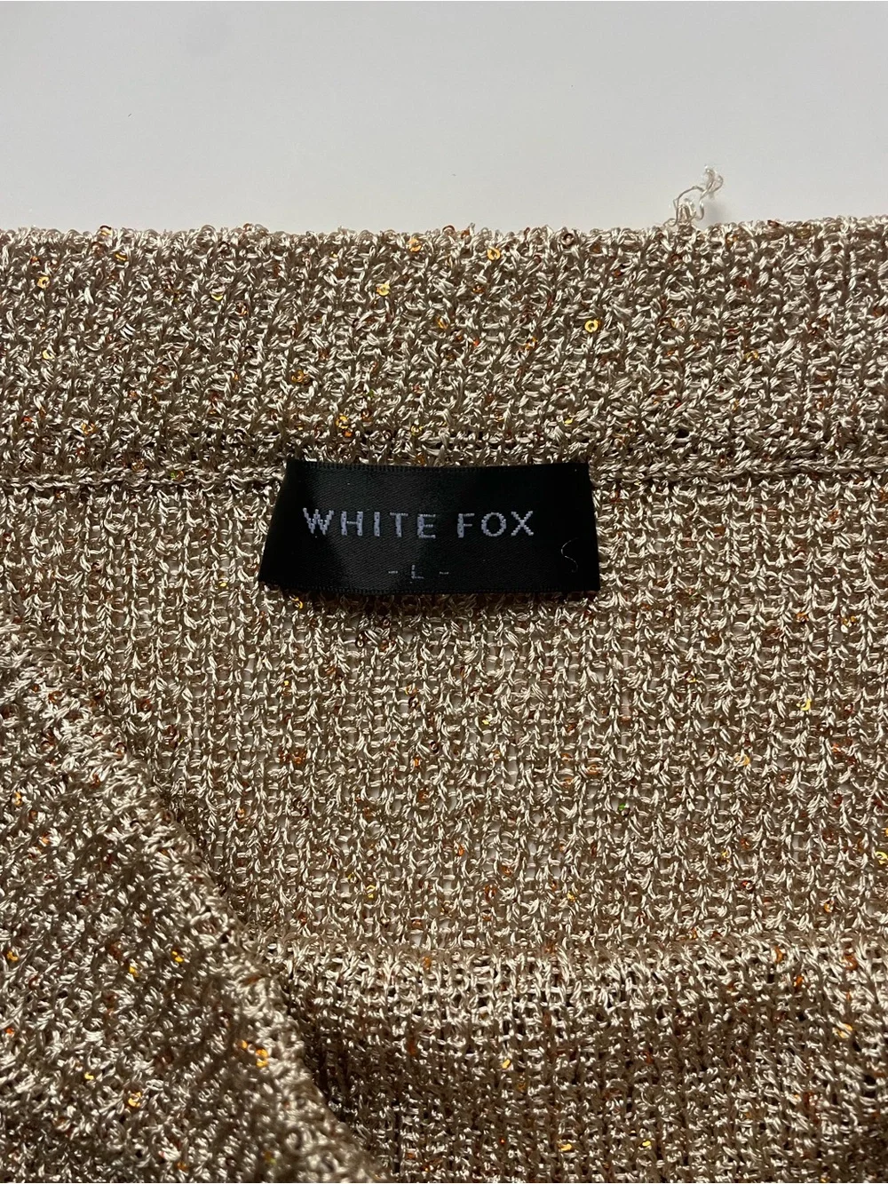 White Fox Shimmer Knit Two-Piece Set – Size Large sheer - Picture 10 of 11